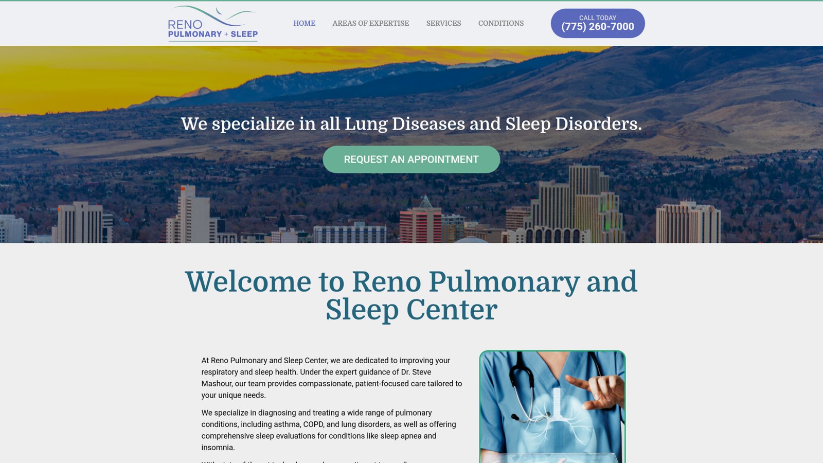 Reno Pulmonary + Sleep website by StructuredSites.com